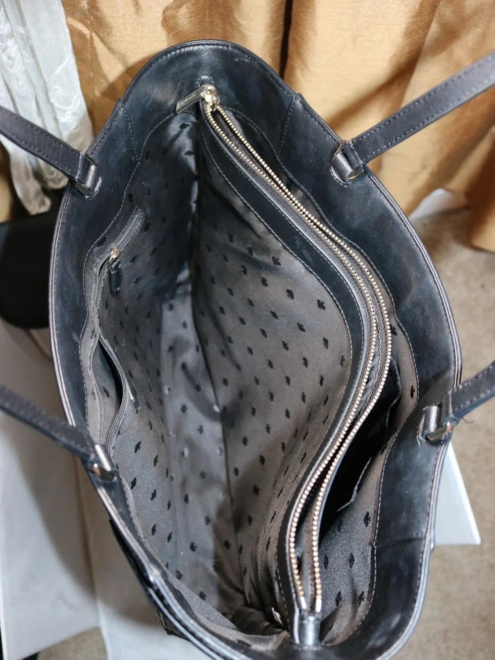 Kate Spade Black Leather Tote with Dual Straps